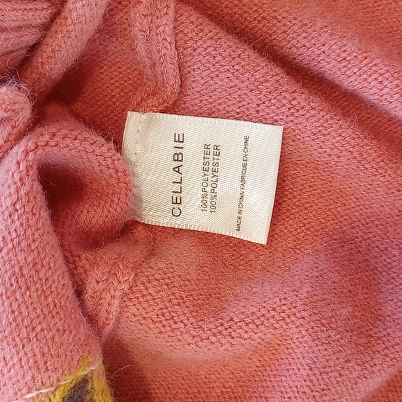 Cellabie Ladies V Neck Sweater Vest Size:L Color:Pink, Yellow, Black - Picture 10 of 11